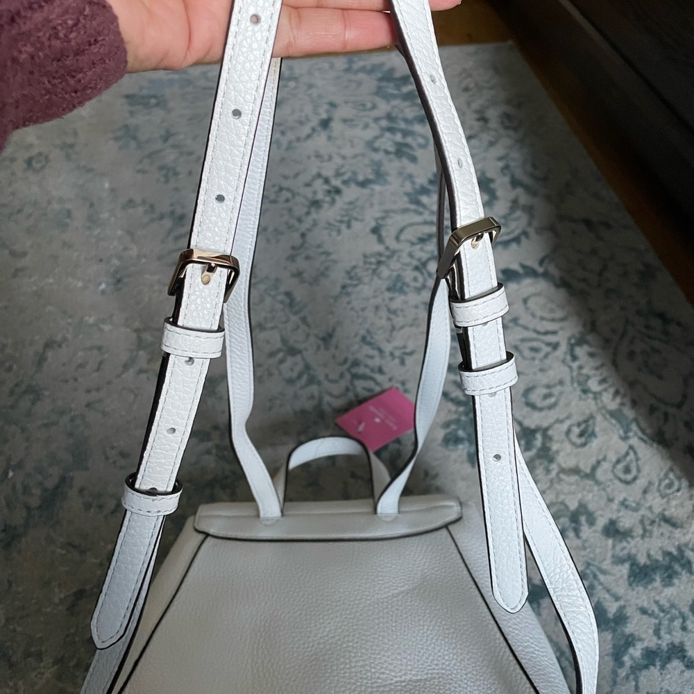 👛 BRAND NEW Kate Spade Leila Medium Flap Leather & Canvas Stripe Backpack Purse - Picture 10 of 16